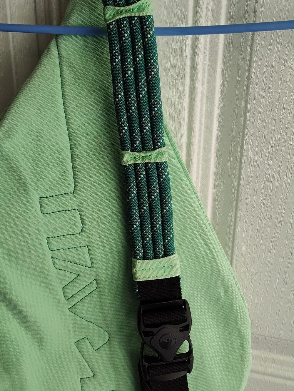 Kavu Sling Bag. Original Ropes With Adjustable Strap. Distressed Mint Green.